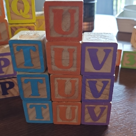 Colorful Alphabet Wooden Blocks Set - Picture 4 of 8